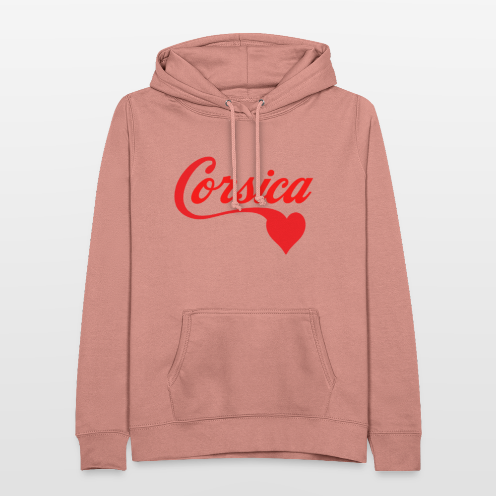Sweat à capuche femme « Corsica ❤️ » – Style minimaliste et doux hommage à l’Île de Beauté - rose poudré
