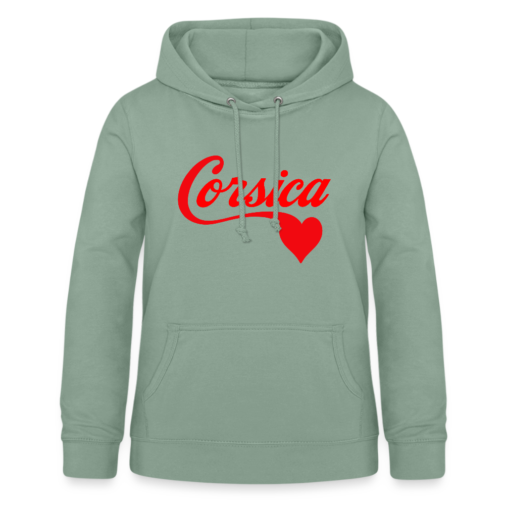Sweat à capuche femme « Corsica ❤️ » – Style minimaliste et doux hommage à l’Île de Beauté - vert-de-gris