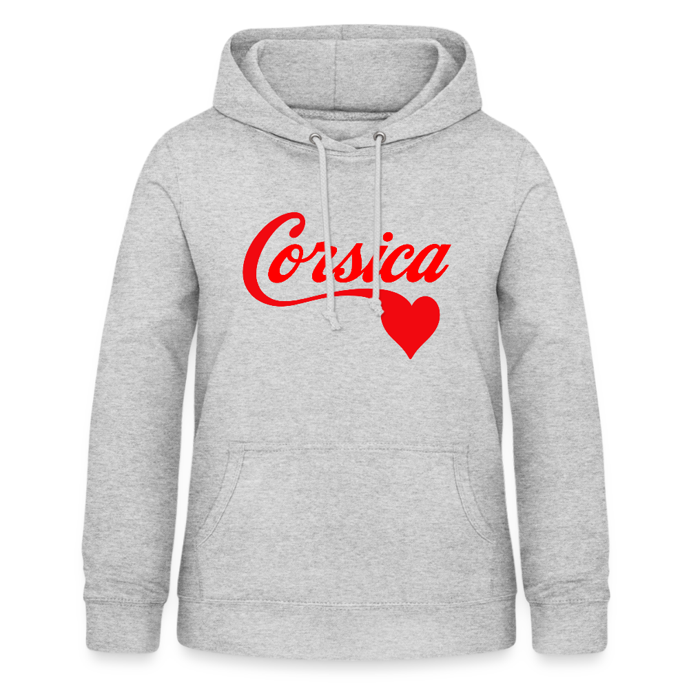 Sweat à capuche femme « Corsica ❤️ » – Style minimaliste et doux hommage à l’Île de Beauté - gris clair chiné