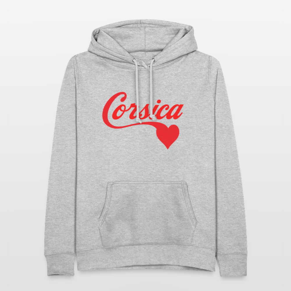 Sweat à capuche femme « Corsica ❤️ » – Style minimaliste et doux hommage à l’Île de Beauté - gris clair chiné