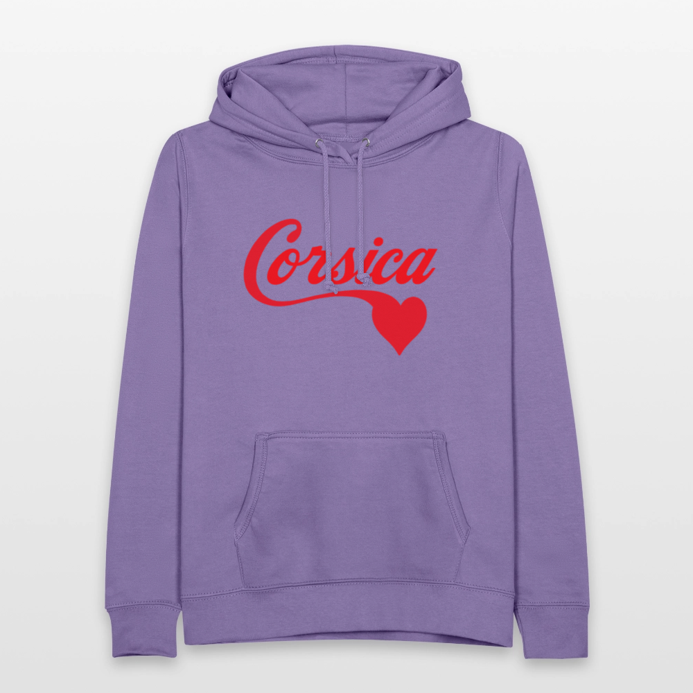 Sweat à capuche femme « Corsica ❤️ » – Style minimaliste et doux hommage à l’Île de Beauté - lavande