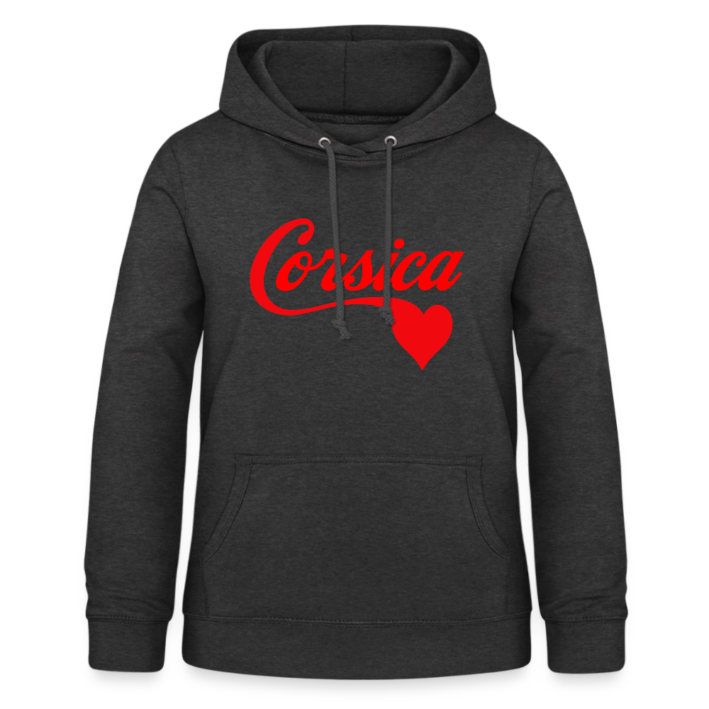 Sweat à capuche femme « Corsica ❤️ » – Style minimaliste et doux hommage à l’Île de Beauté - charbon