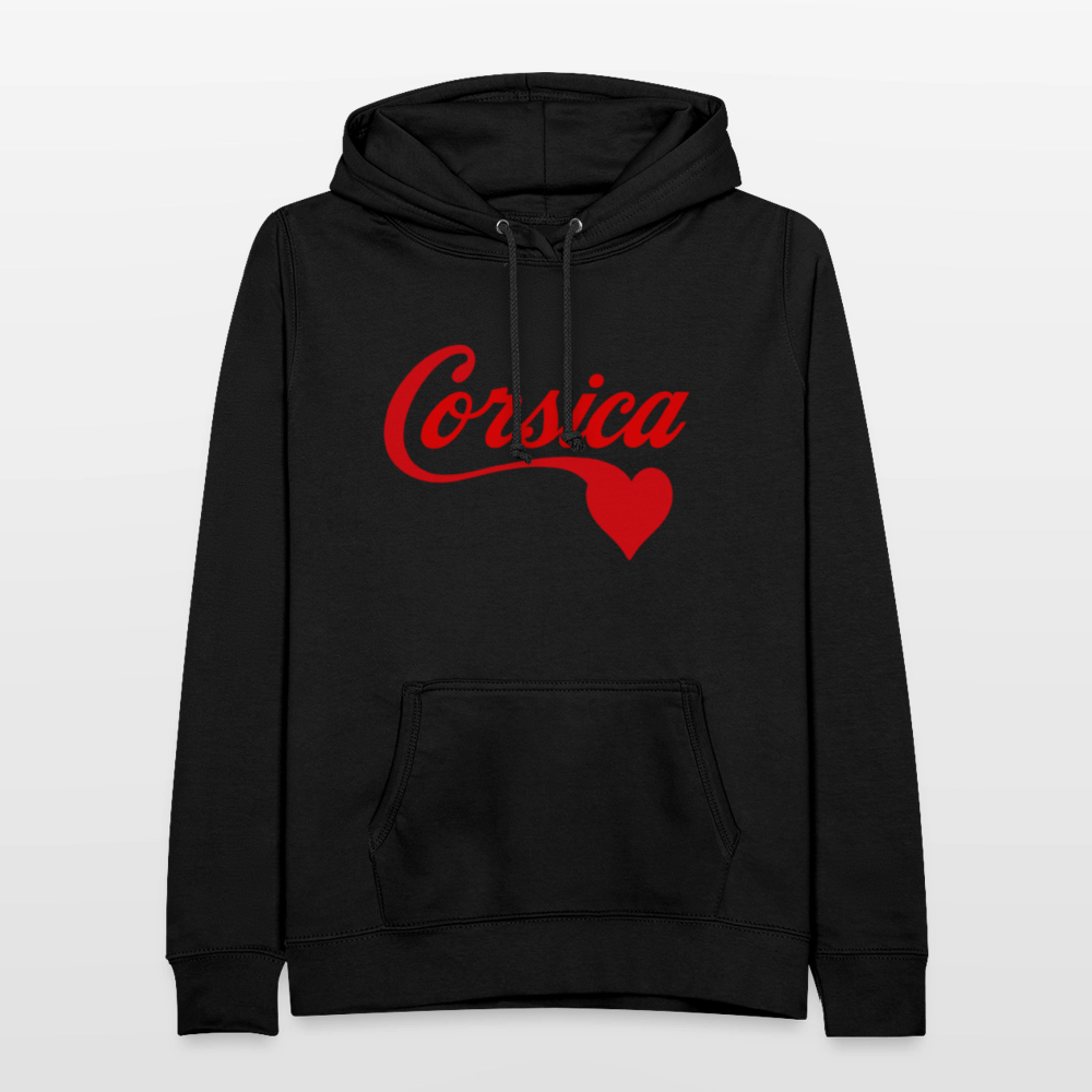 Sweat à capuche femme « Corsica ❤️ » – Style minimaliste et doux hommage à l’Île de Beauté - noir