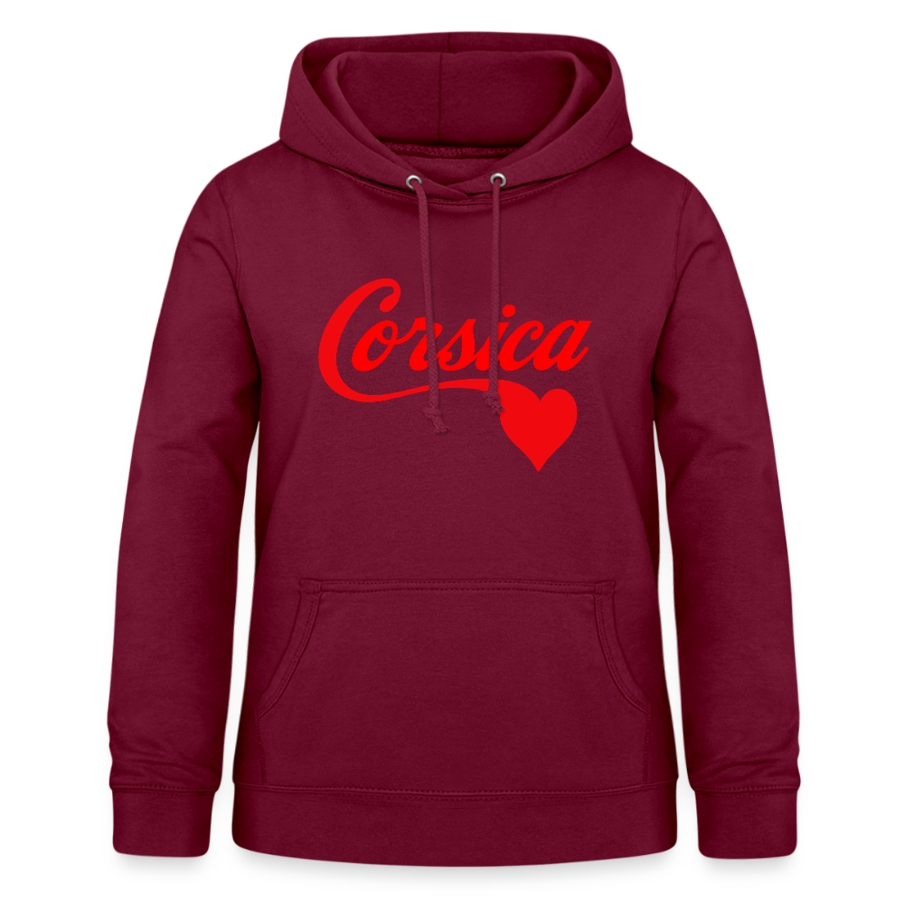 Sweat à capuche femme « Corsica ❤️ » – Style minimaliste et doux hommage à l’Île de Beauté - bordeaux